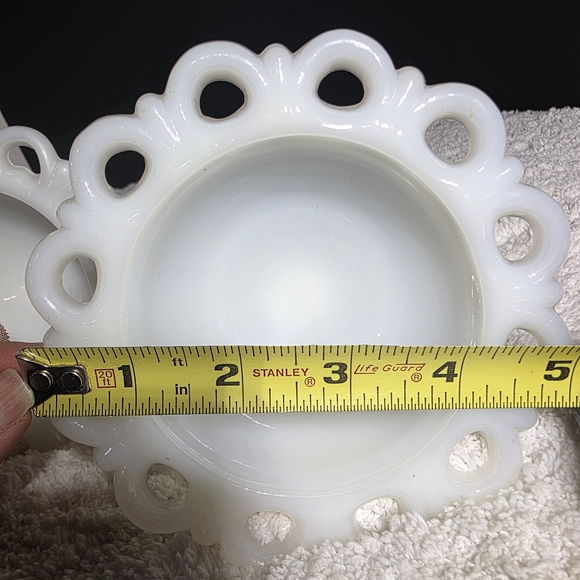 Vintage Anchor Hocking Old Colony Lace Edge Milk Glass Pedestal Candy Dishes 5" - Picture 5 of 8